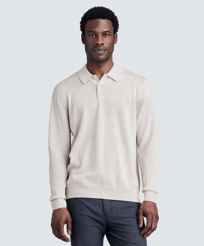 Men's Merino Knit Long Sleeve Polo