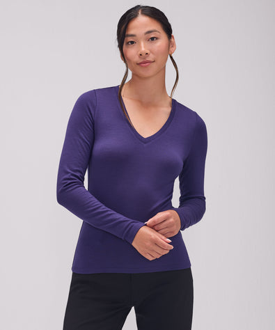 Women's Slim Merino Long Sleeve V-Neck